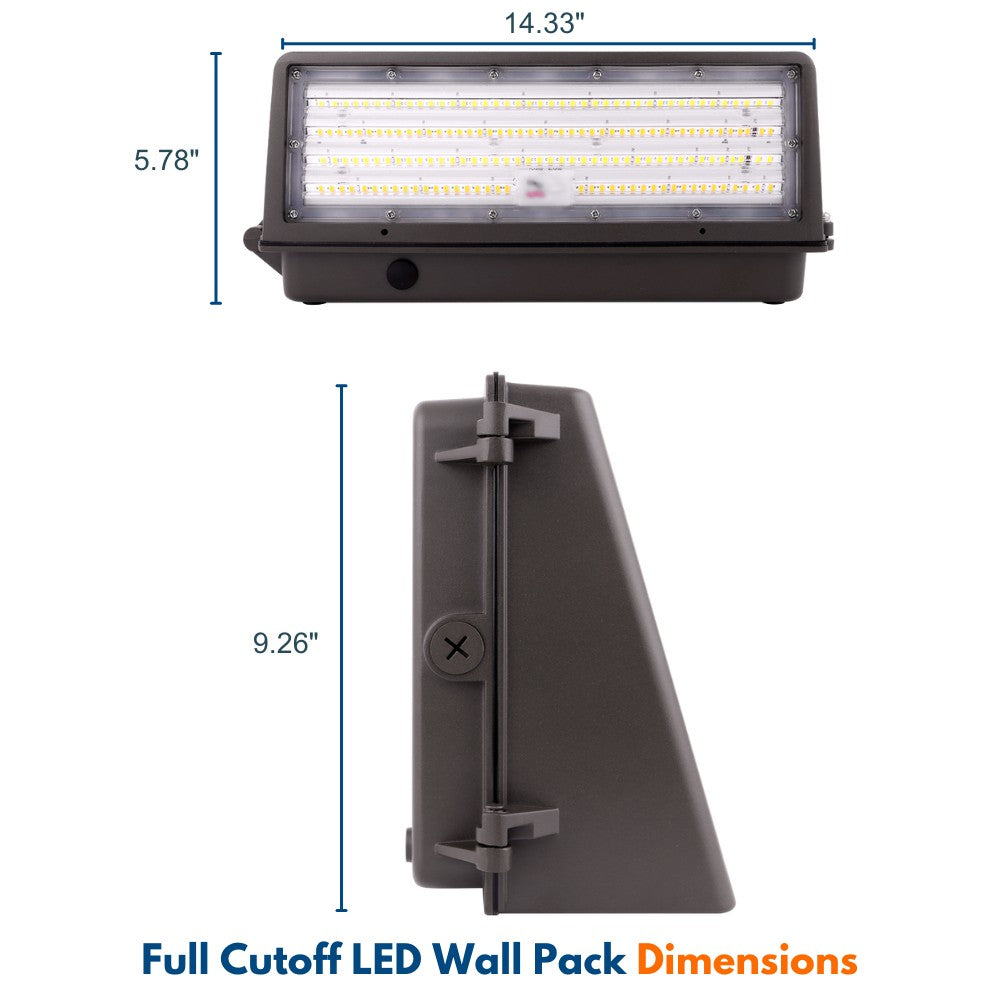Full Cutoff LED Wall Pack - 63W/45W/30W Selectable - Up to 10,217 Lumens - 3 CCT Selectable - 120-277V - 250W Equal