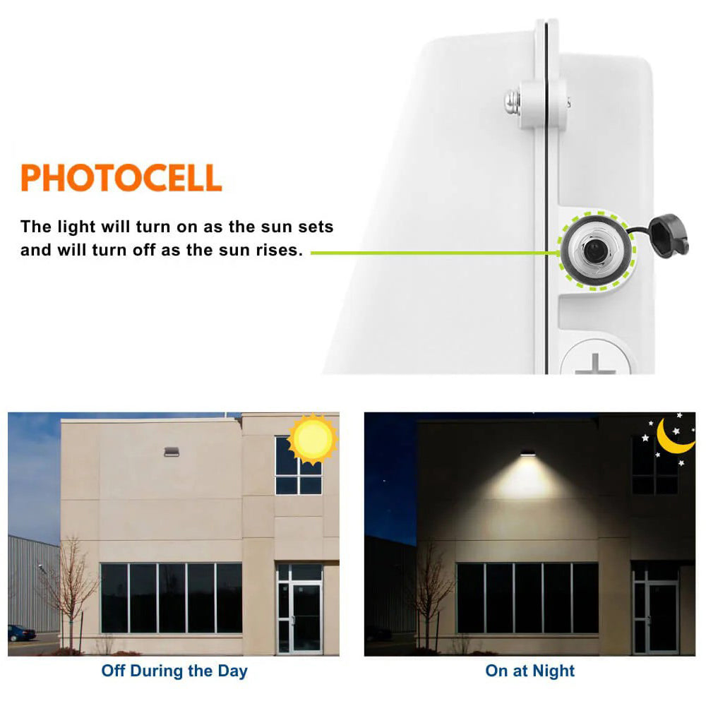 Full Cutoff LED Wall Pack - White Finish - 90W/63W/45W Selectable - 14,900 Lumens - 3 CCT Selectable - 120-277V - 320W Equal