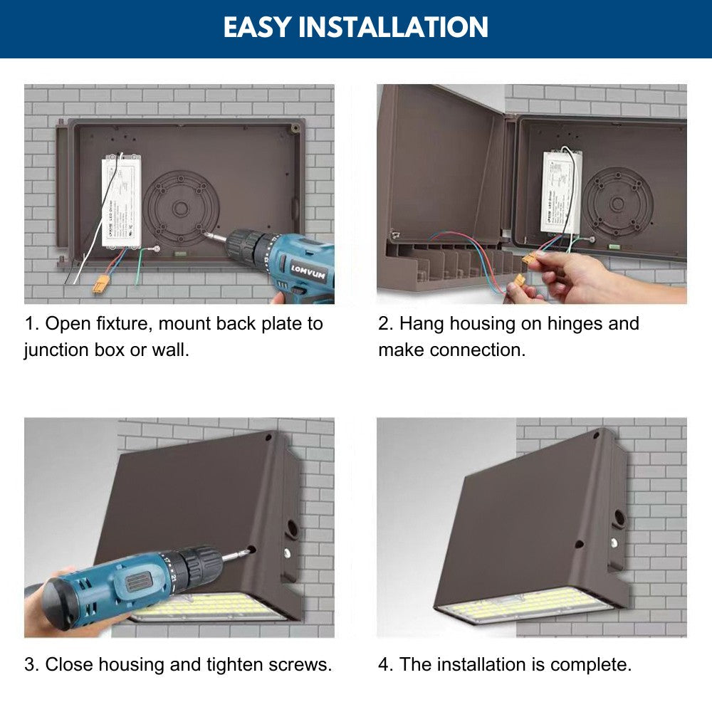Full Cutoff LED Wall Pack - 100W - 14,500 Lumens - 4000K - 120-277V - 320W Equal