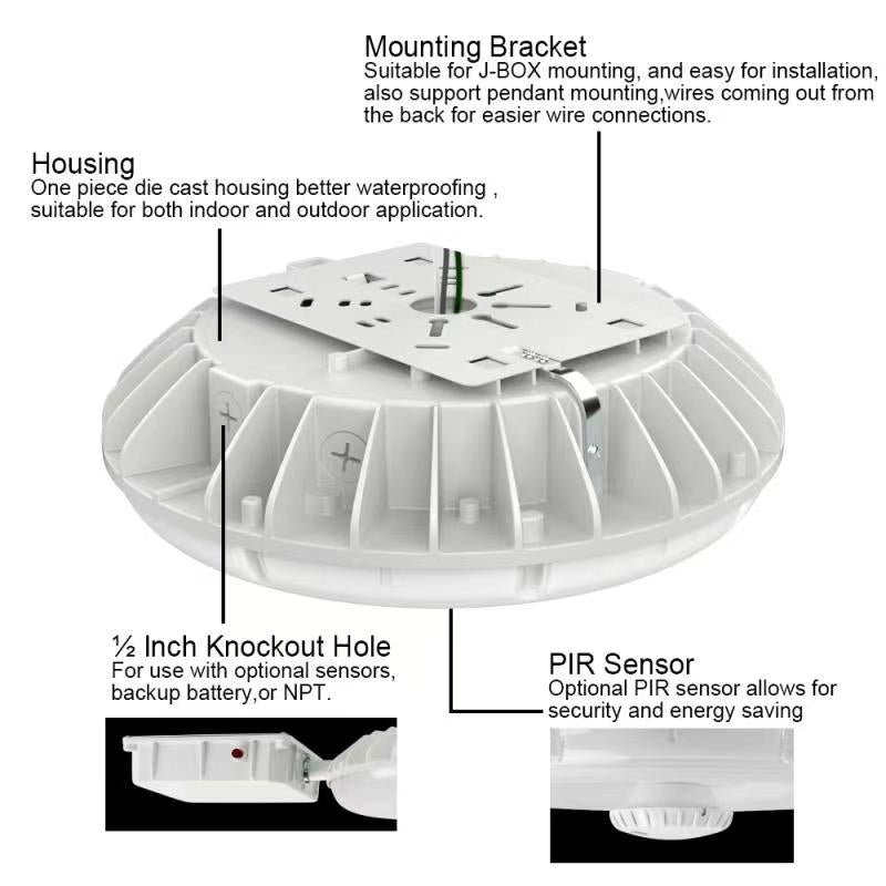Konlite LED Canopy CP0203 Series - 60W/46W/34W/22W Selectable - 7,700 Lumens - 5000K/4000K - 120-277V - White - 150W Equal
