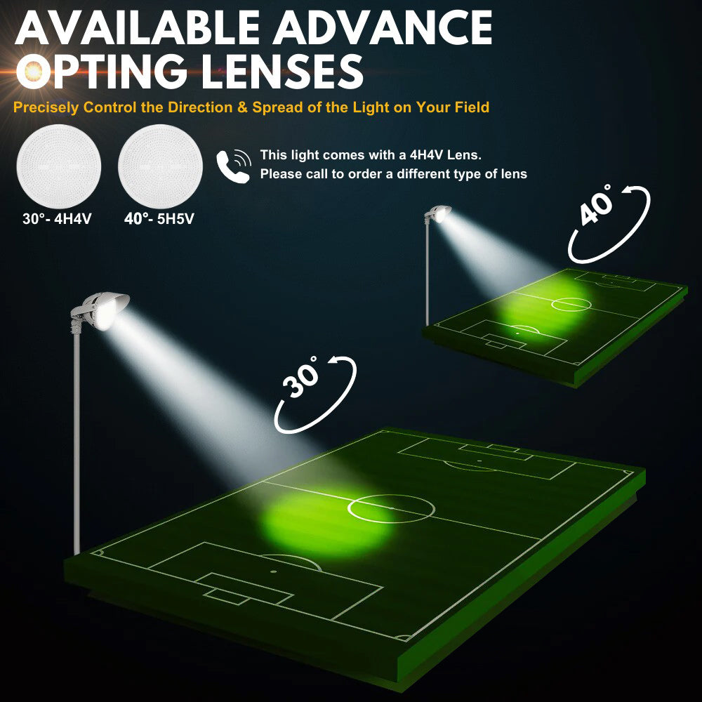 LYRA LED Stadium Light -  500W/400W/300W Selectable - Up to 75,000lm - 5000K - 200-480V  - 4H4V - 1500W Equal - 10 Year Warranty