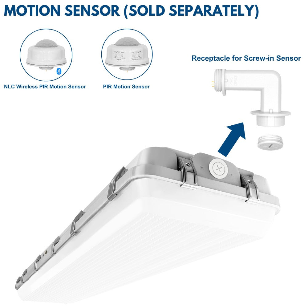 NSF 4ft Vapor Tight LED Light Fixture - 165/135/105W - 27,400 lumens - 5000K/4000K/3500K Selectable - 120-277V