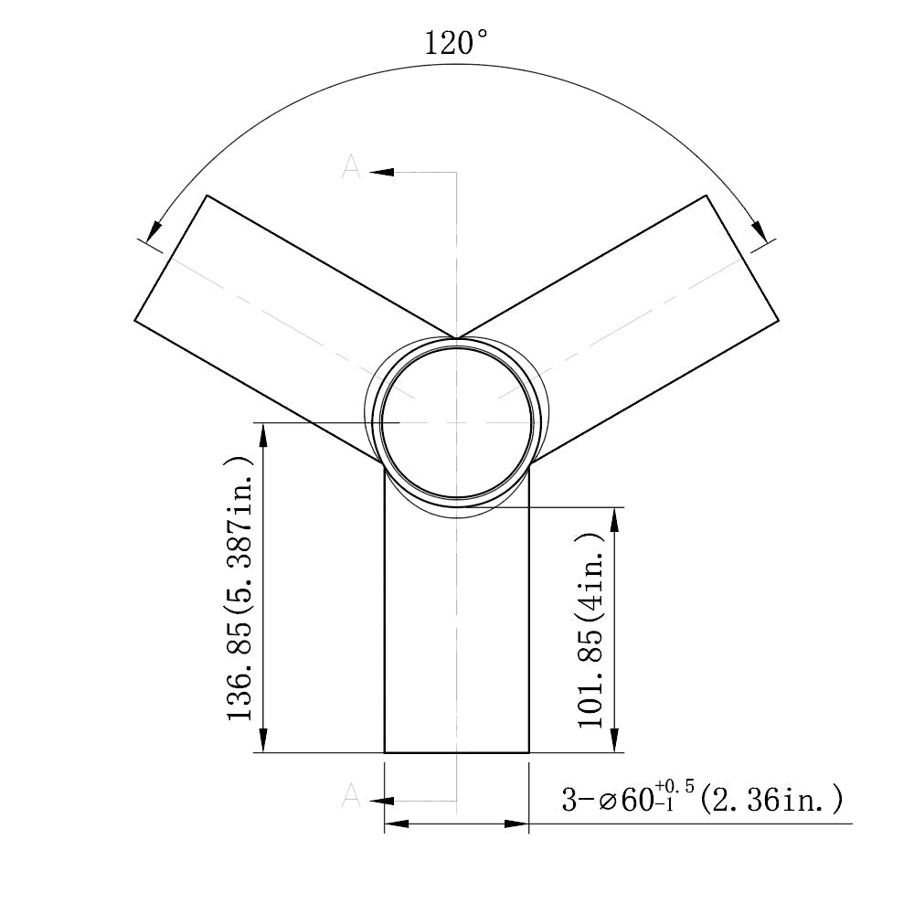 Triple Spoke 120° Tenon Adapter