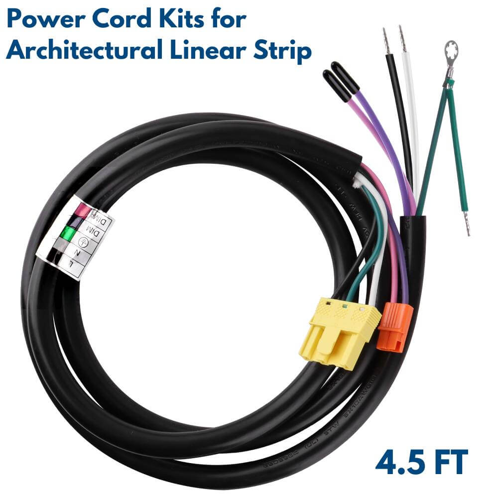 4.5 ft. Power Cord - Use with Konlite Black Architectural Linear Light Fixture