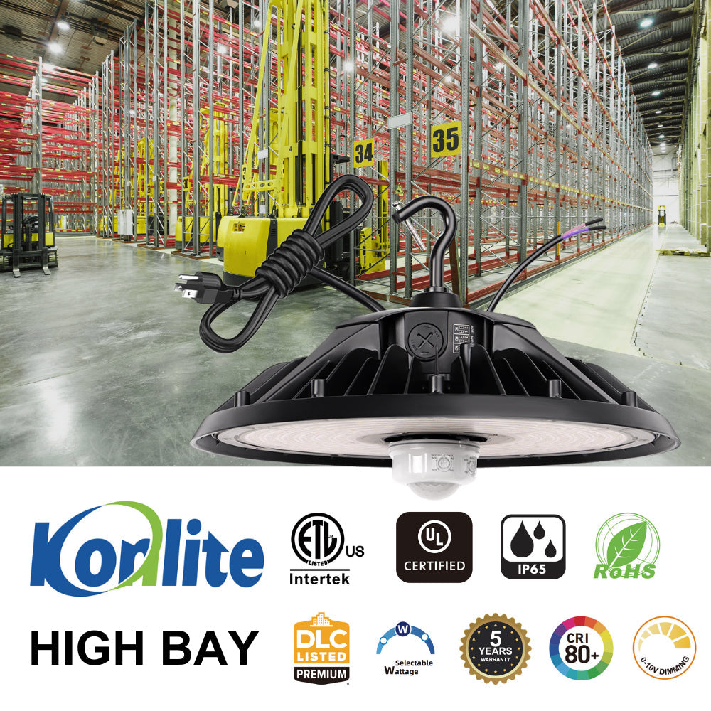 MAX Round UFO LED Bay Light - 240W/200W/180W Selectable - 36000 Lumens - 5000K - 120-277V - 1000W Equal