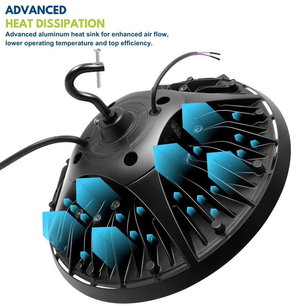 MAX Round UFO LED Bay Light - 240W/200W/180W Selectable - 36000 Lumens - 5000K - 120-277V - 1000W Equal
