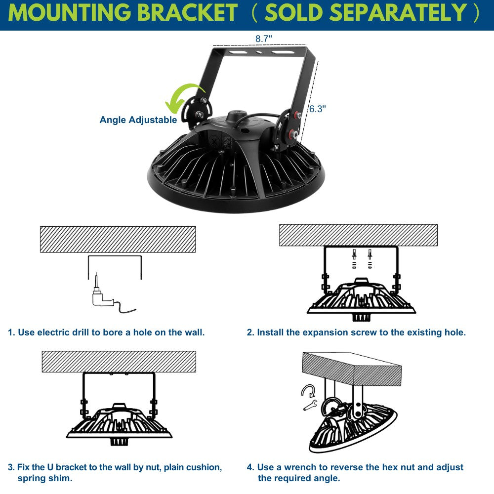 MAX UFO LED High Bay Light - 240W/200W/180W Selectable - 40K/50K Selectable - 36200 Lumens - 120-277V - 1000W Equal