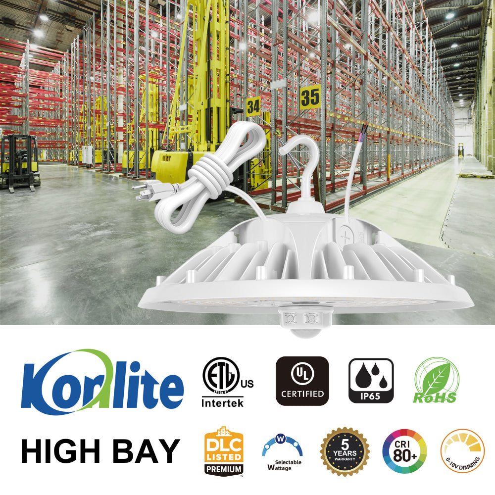 MAX Round LED High Bay Light - White - 240W/200W/180W Selectable - 36000 Lumens - 5000K - 1000W Equal