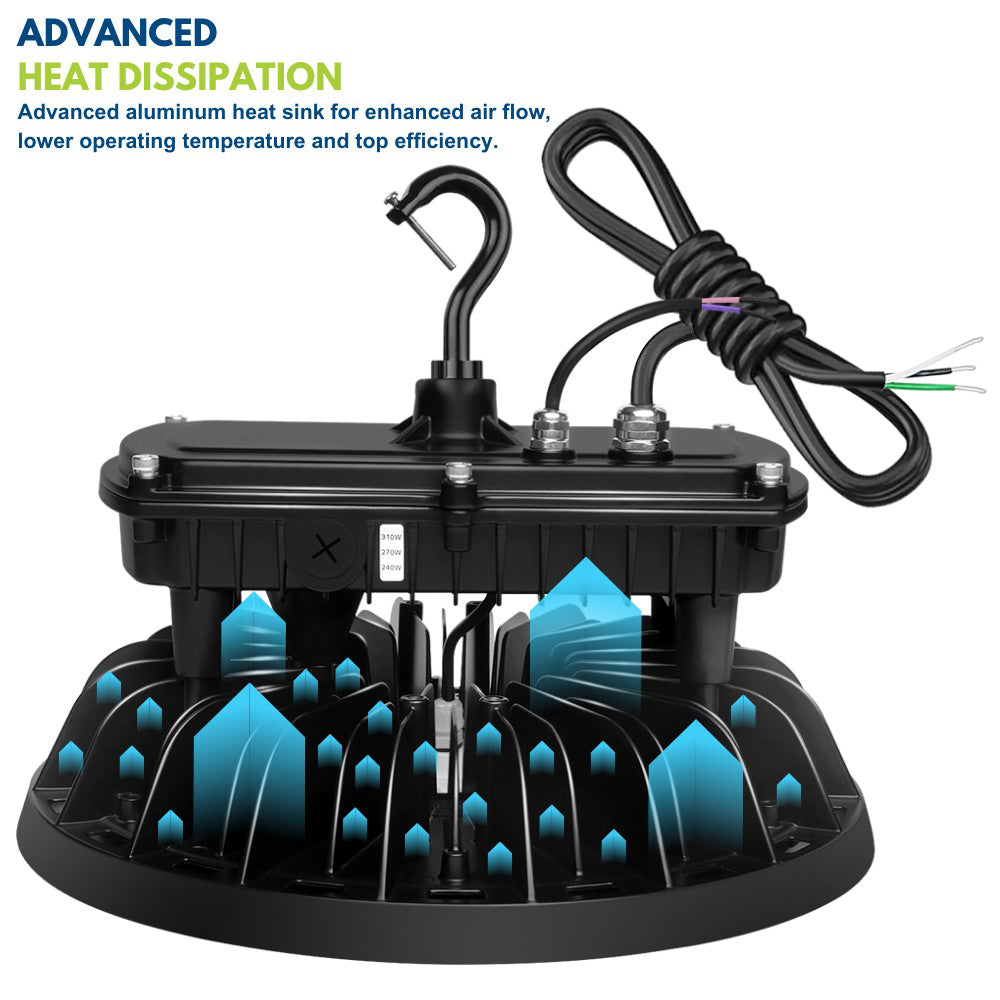 MAX Round UFO LED Bay Light - 277-480V - 310W - 46500 Lumens - 5000K - 1000W Equal