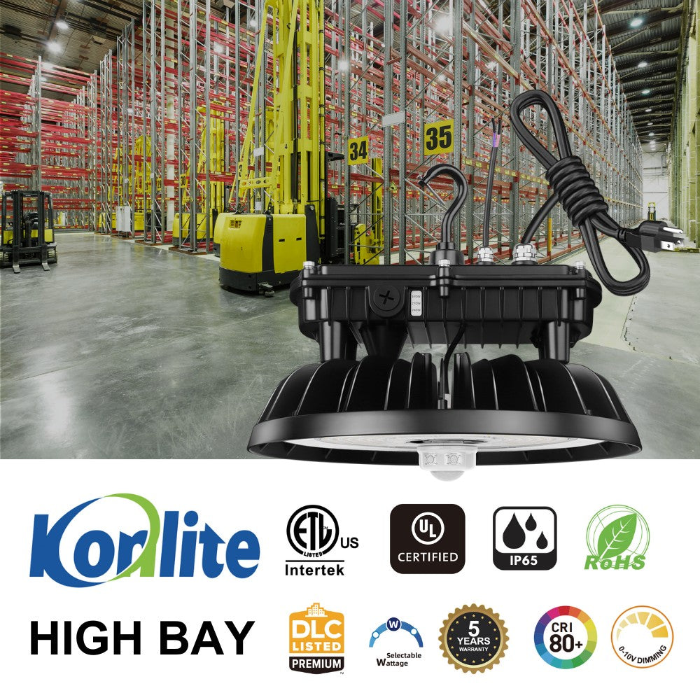 MAX Round UFO LED Bay Light - 310W/270W/240W Selectable - 46500 Lumens - 5000K - 1000W Equal