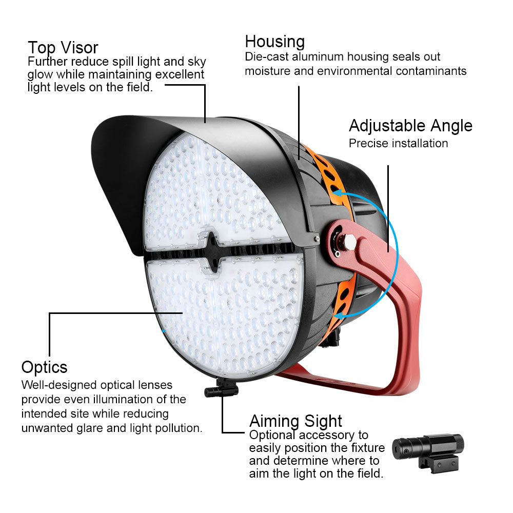 VEGA LED Sports Light - 850W - 118,000lm - 5000K - 120-277V - 4H4V - 2000W Equal - 10 Year Warranty