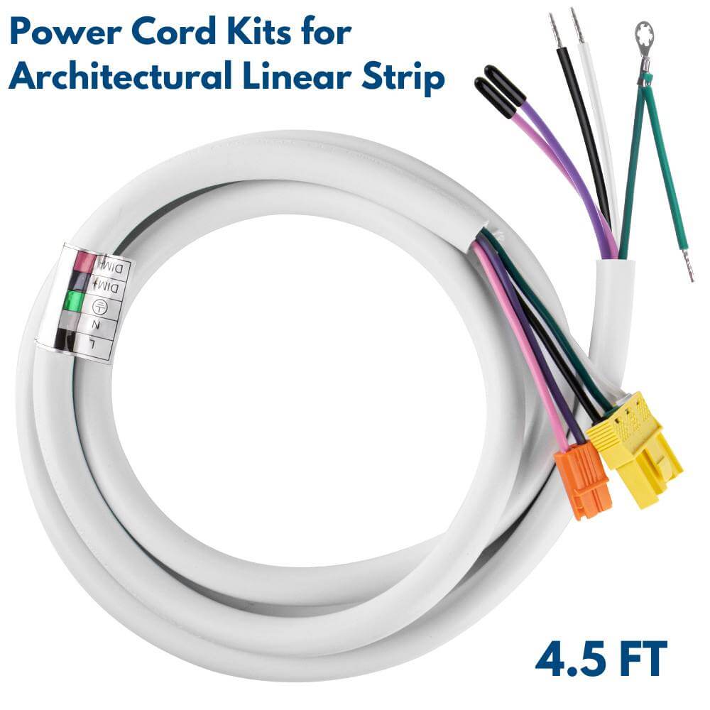 4.5 ft. Power Cord - Use with Konlite White Architectural Linear Light Fixture