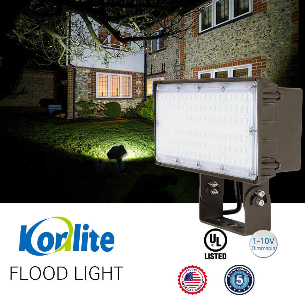 Konlite LED Outdoor Flood Light - 100W - 13,300 lumens - 4000K - Optional Dusk To Dawn Photocell - 120-277V - 320W Equal