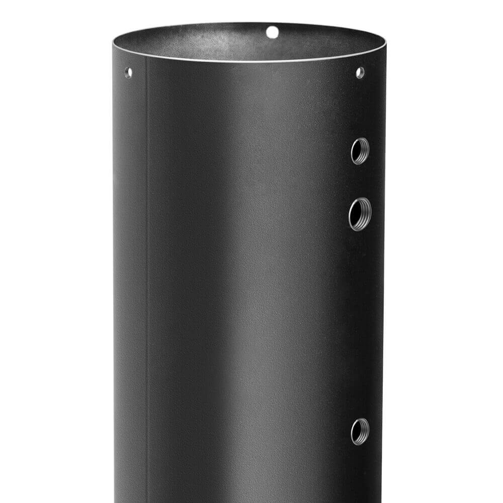 15 Foot Black Round Steel Light Pole, 3 inch O.D., 11 Gauge, With Anchor Bolts and  Covers