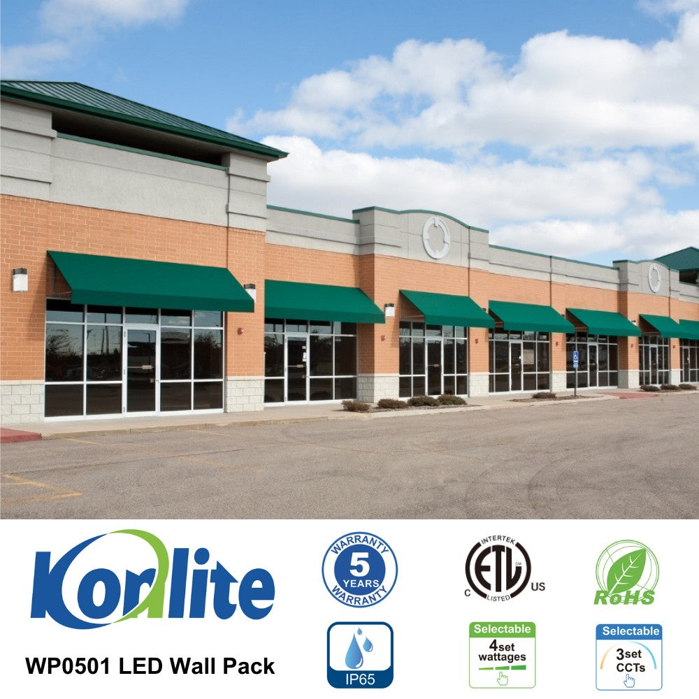 Konlite LED Wall Pack - 25W/15W/10W/8W - 3,250 Lumens - 5000K/4000K/3000K - 120-277V - 70W Equal