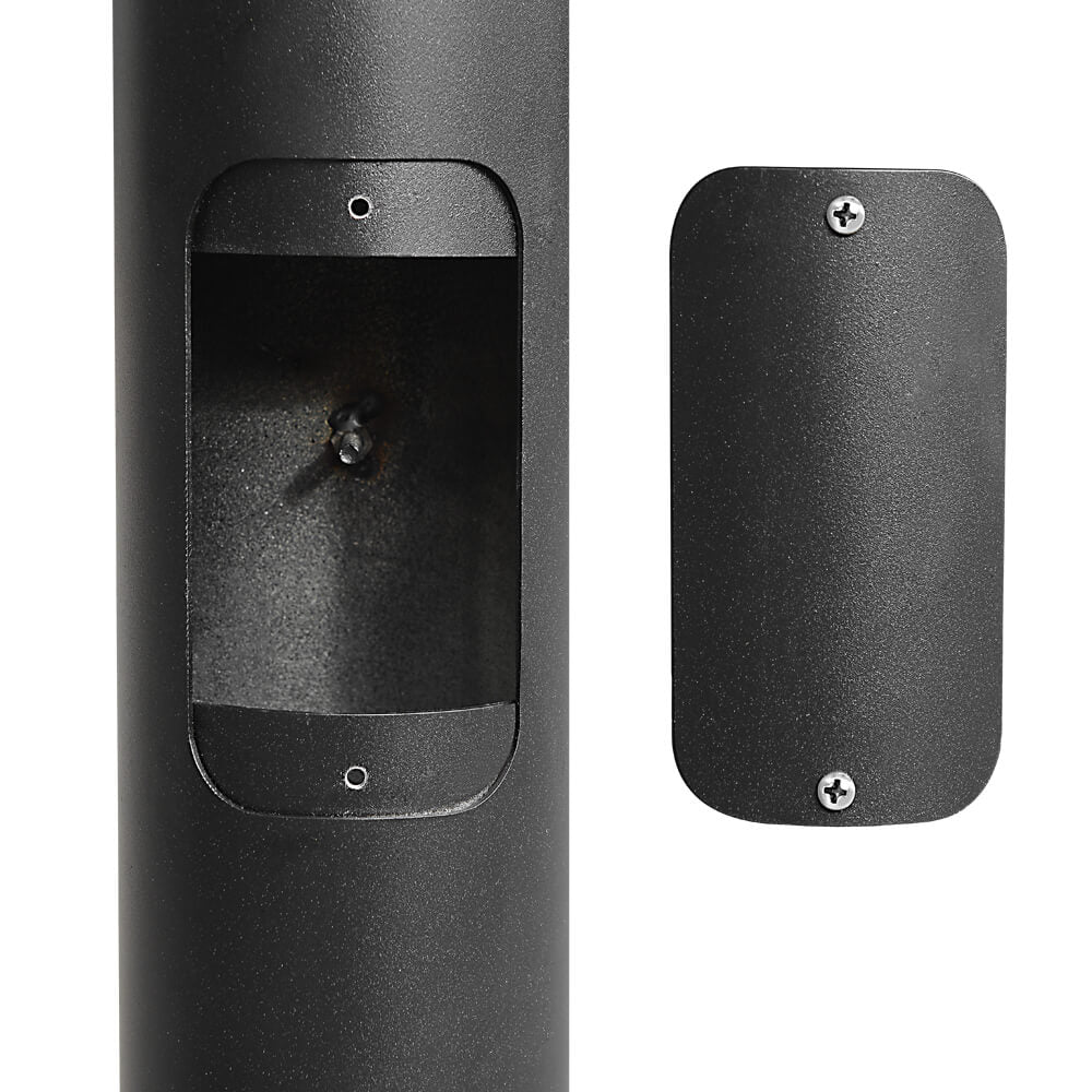 15 Foot Black Round Steel Light Pole, 3 inch O.D., 11 Gauge, With Anchor Bolts and  Covers