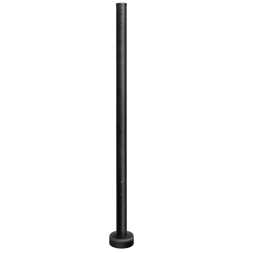 15 Foot Black Round Steel Light Pole, 3 inch O.D., 11 Gauge, With Anchor Bolts and  Covers