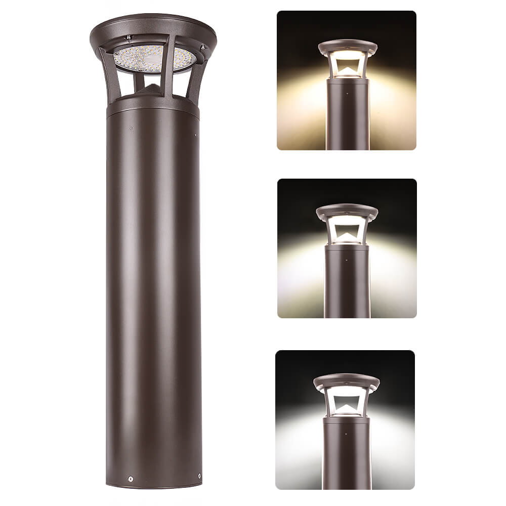 2 FT. Konlite Dome-Top LED Bollard Light - 24W - 3,000 Lumens - 3 Wattage Selectable - 3 CCT Selectable - 120-277V - 100W Equal