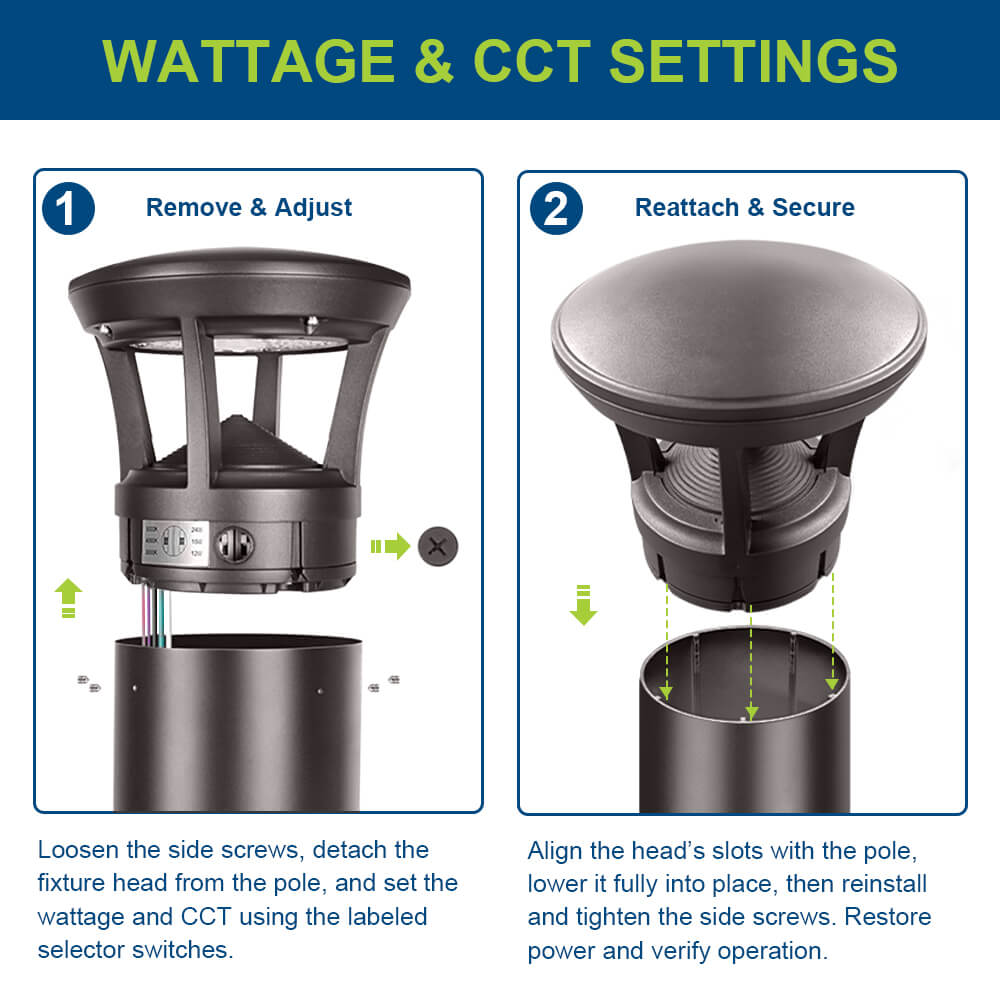 4 FT. Konlite Dome-Top LED Bollard Light - 24W - 3,000 Lumens - 3 Wattage Selectable - 3 CCT Selectable - 120-277V - 100W Equal