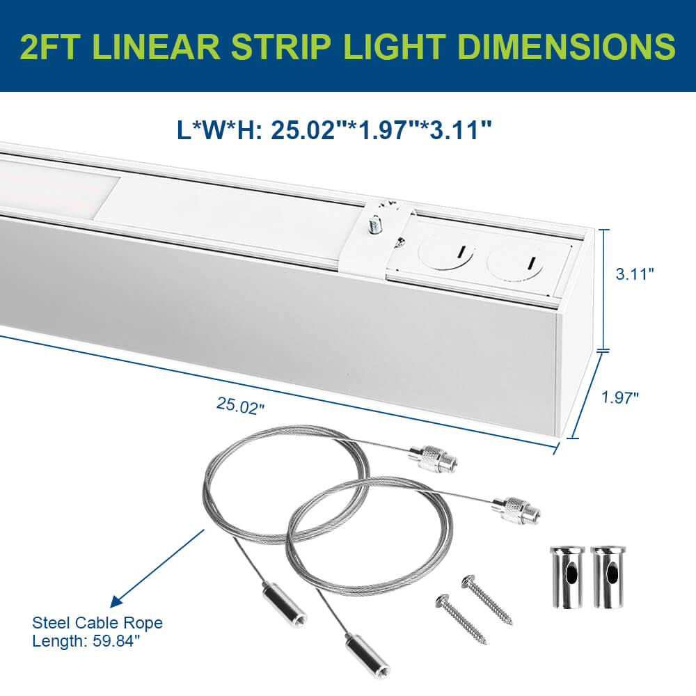 2 FT LED Architectural Linear Light - 3180 LM - Wattage Selectable - Kelvin 3500-4000-5000K
