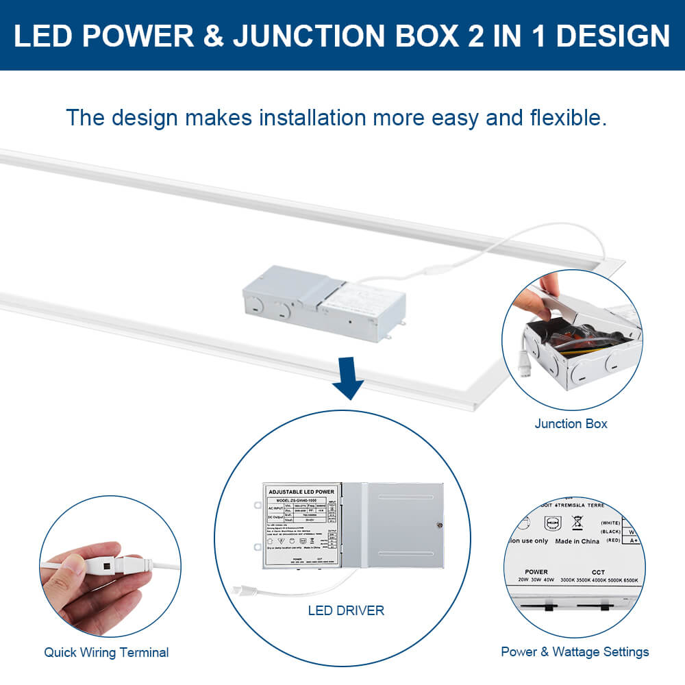 2x4 ft. LED Grid Frame Light  - 8000 Lumens - 60W/50W/40W - 5 CCT Selectable - 120-277V