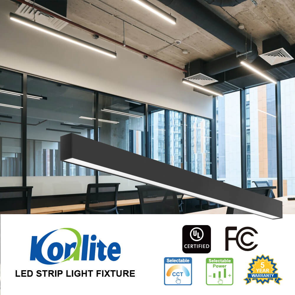 4 FT Black LED Architectural Linear Light Fixture - 6160 LM - Wattage Selectable - Kelvin 3500-4000-5000K