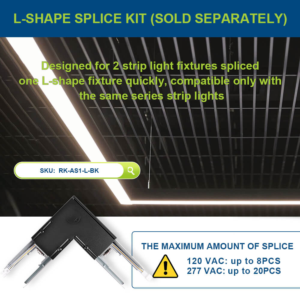 4 FT Black LED Architectural Linear Light Fixture - 6160 LM - Wattage Selectable - Kelvin 3500-4000-5000K
