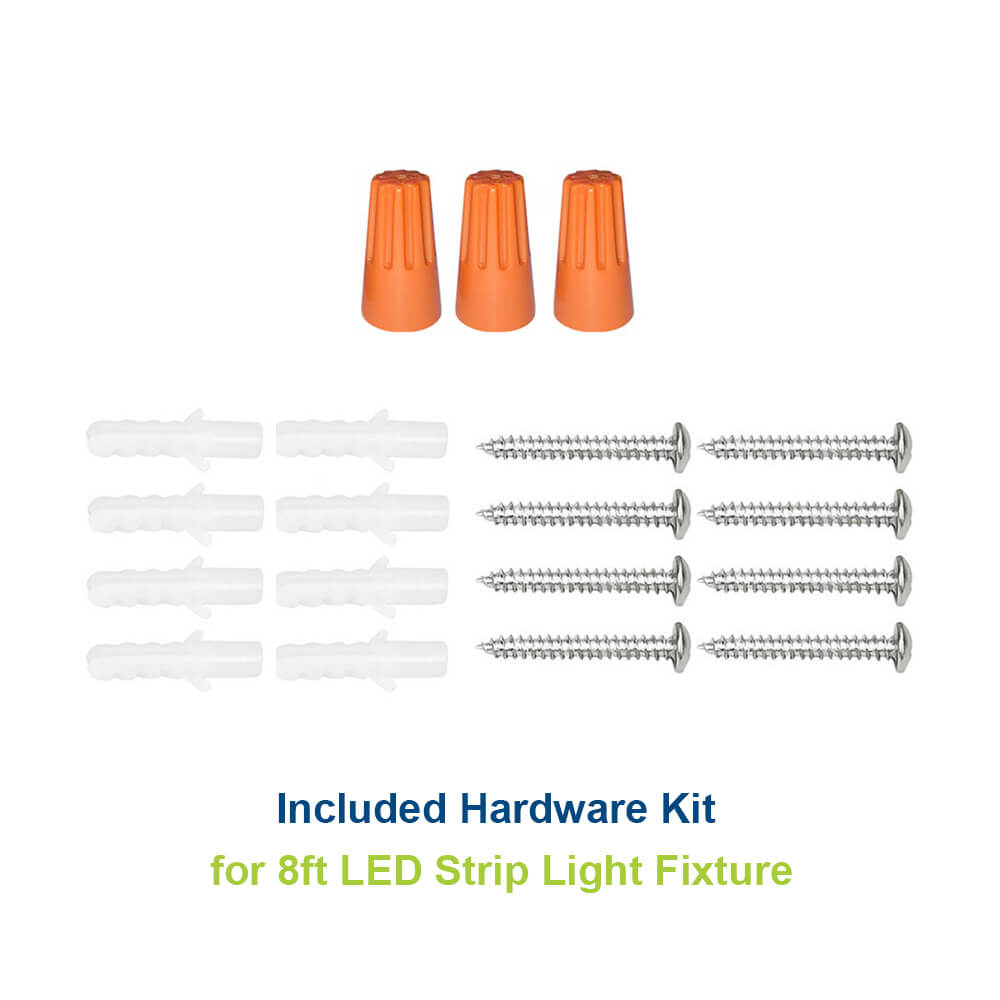 8 Ft LED Strip Light Fixtures - Pack of 4 Lights - Watts Selectable - 11,400 Lumens - CCT 3500K-4000K-5000K