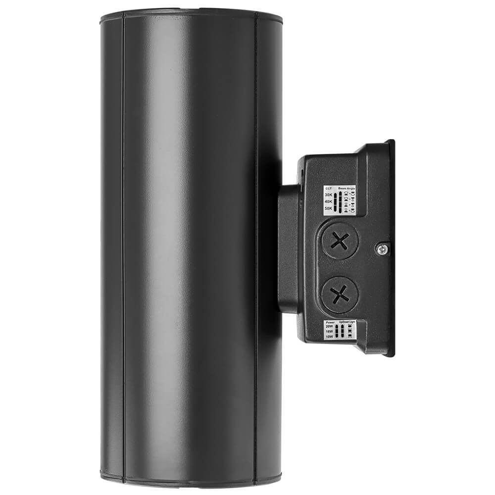 Black Finish LED Wall Sconce - 20/16/10W Selectable - up to 2,900 Lumens - 3 CCT Selectable - 120-277V - Photocell with Cap