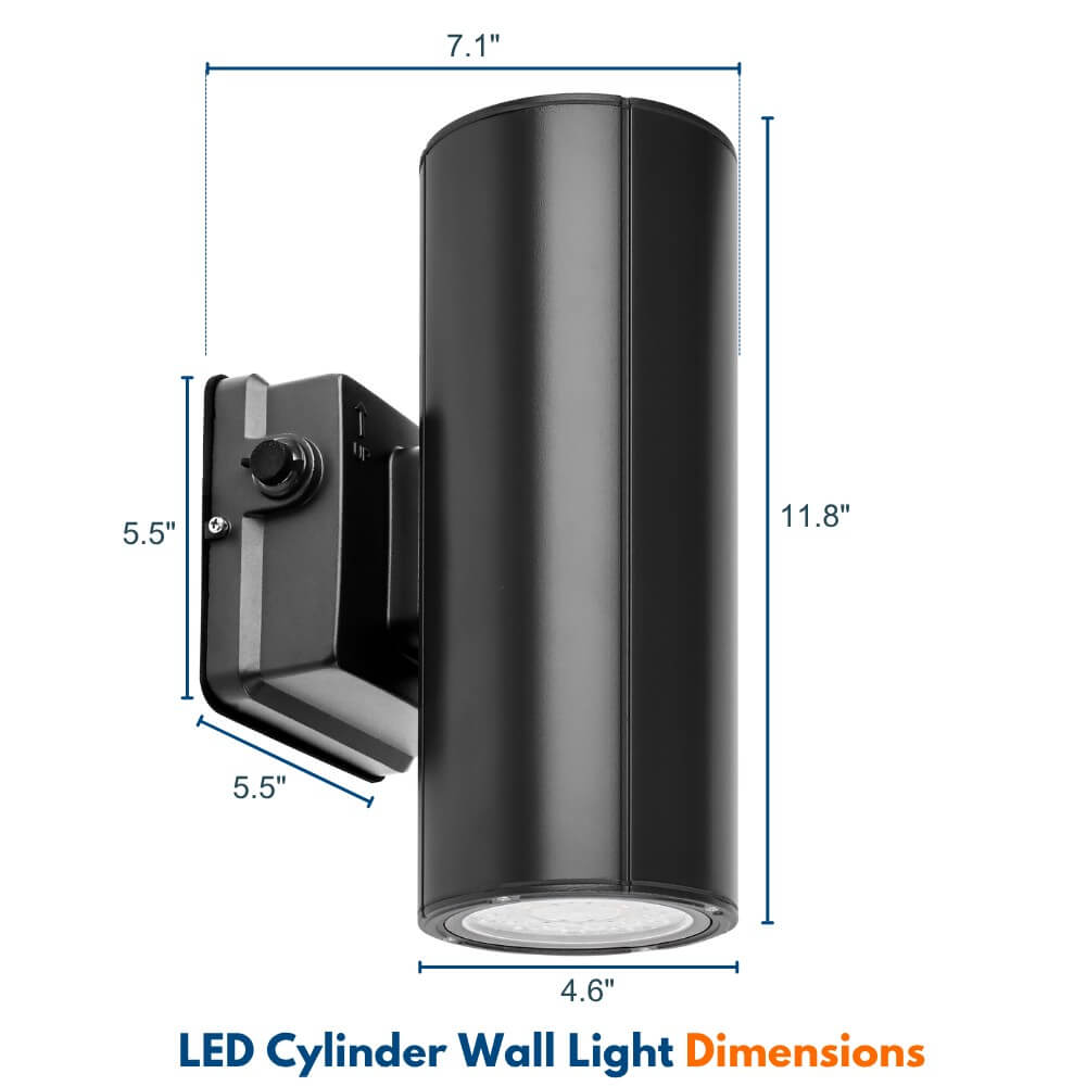 Black Finish LED Wall Sconce - 20/16/10W Selectable - up to 2,900 Lumens - 3 CCT Selectable - 120-277V - Photocell with Cap