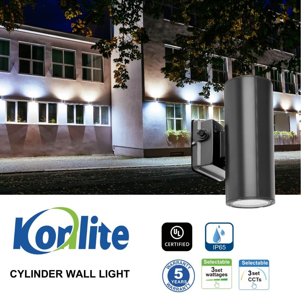 Black Finish LED Wall Sconce - 20/16/10W Selectable - up to 2,900 Lumens - 3 CCT Selectable - 120-277V - Photocell with Cap