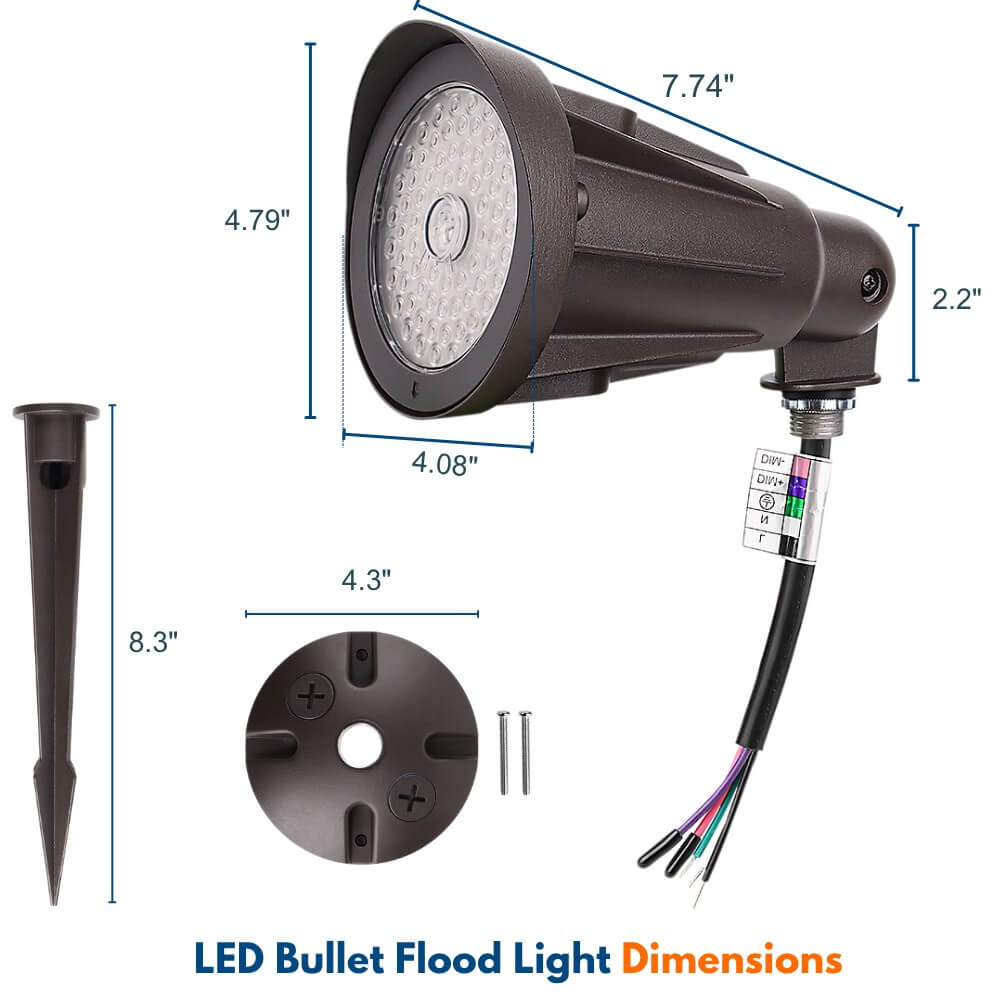 LED Outdoor Flood Light - 25W/20W/15W - 3,500 lumens - 3 CCT - Integrated photocell - 120-277V - 100W Equal