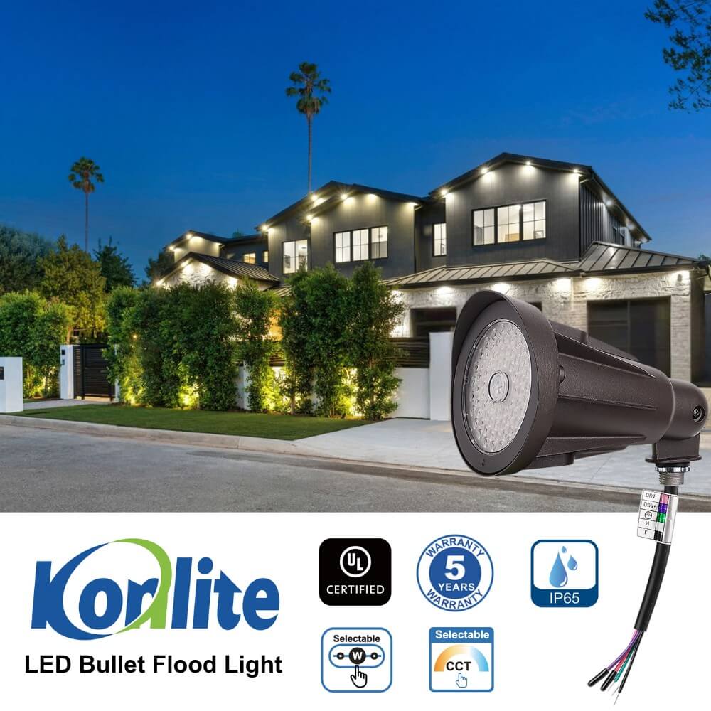 LED Outdoor Flood Light - 25W/20W/15W - 3,500 lumens - 3 CCT - Integrated photocell - 120-277V - 100W Equal