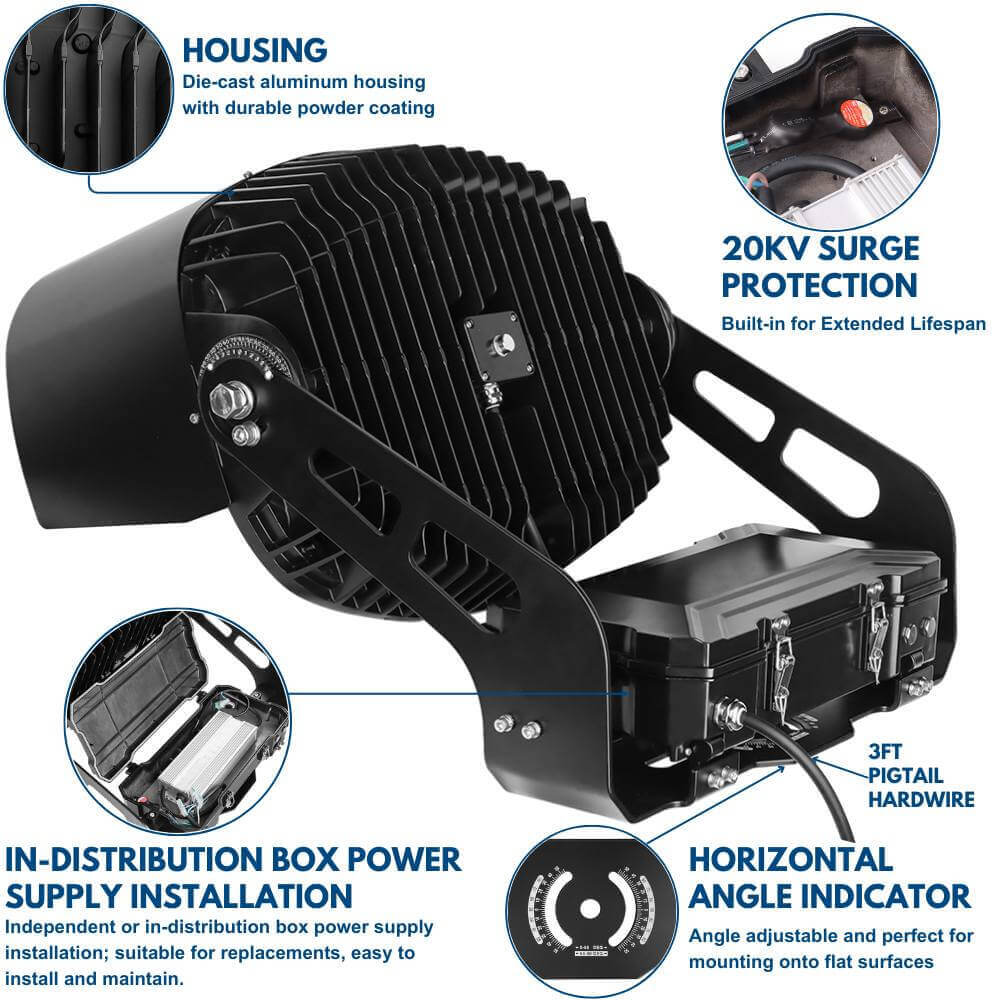 Konlite VEGA Premium LED Stadium Light - 600W - 95,000lm - 5700K - 200-480V - 1500W Equal - 10 Year Warranty