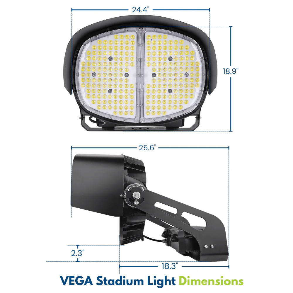 Konlite VEGA Premium LED Stadium Light - 800W - 124,000lm - 5700K - 200-480V - 2000W Equal - 10 Year Warranty