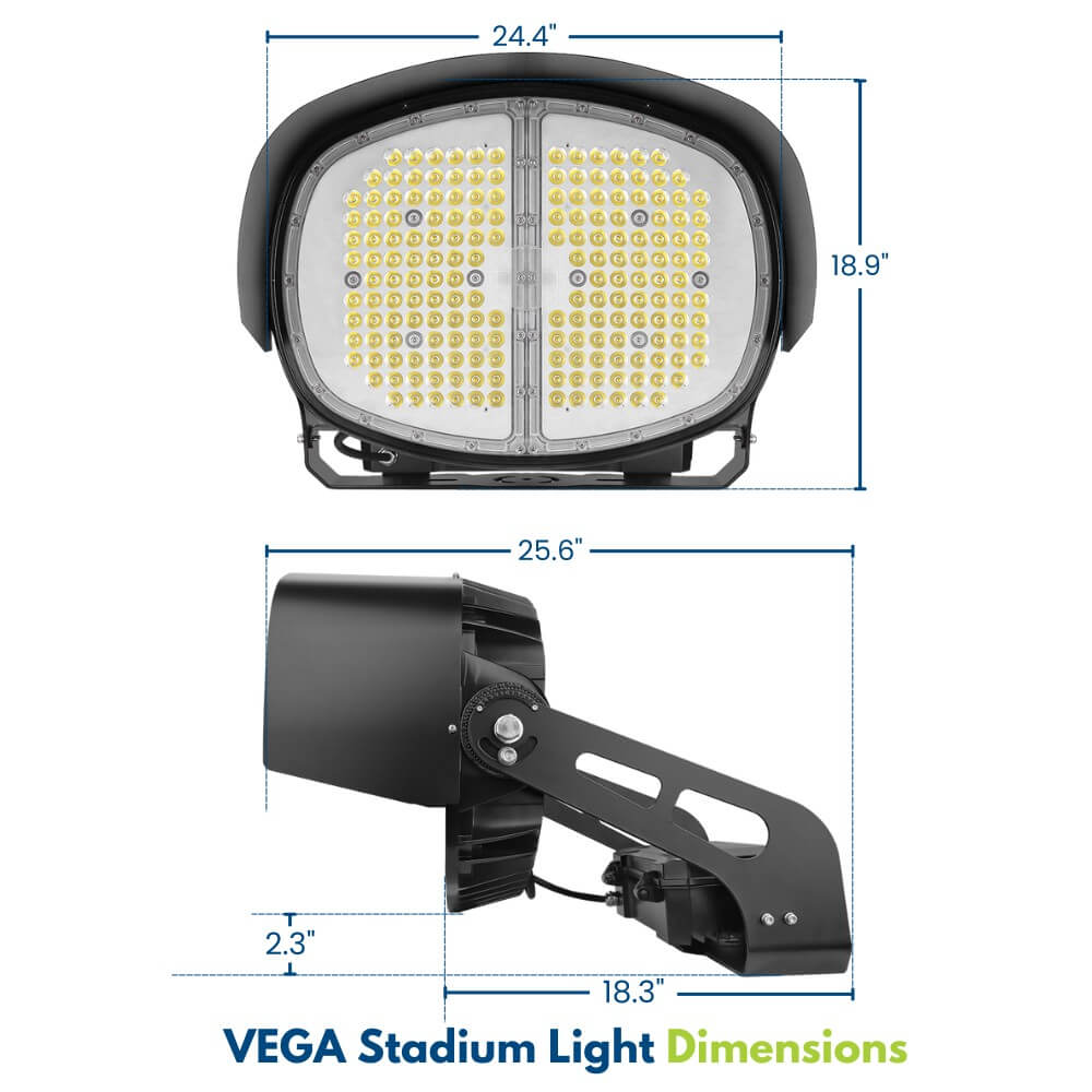 Konlite VEGA Premium LED Stadium Light - 600W - 95,000lm - 5700K - 200-480V - 1500W Equal - 10 Year Warranty