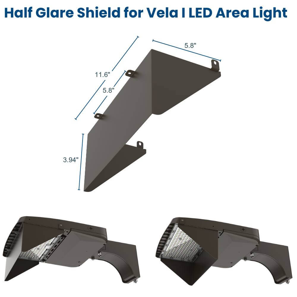 Konlite Vela LED Area Light Reversible Side Shield - Three Sizes for all Vela LED Parking Lot lights
