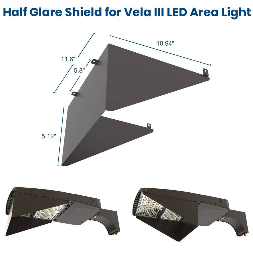 Konlite Vela LED Area Light Reversible Side Shield - Three Sizes for all Vela LED Parking Lot lights