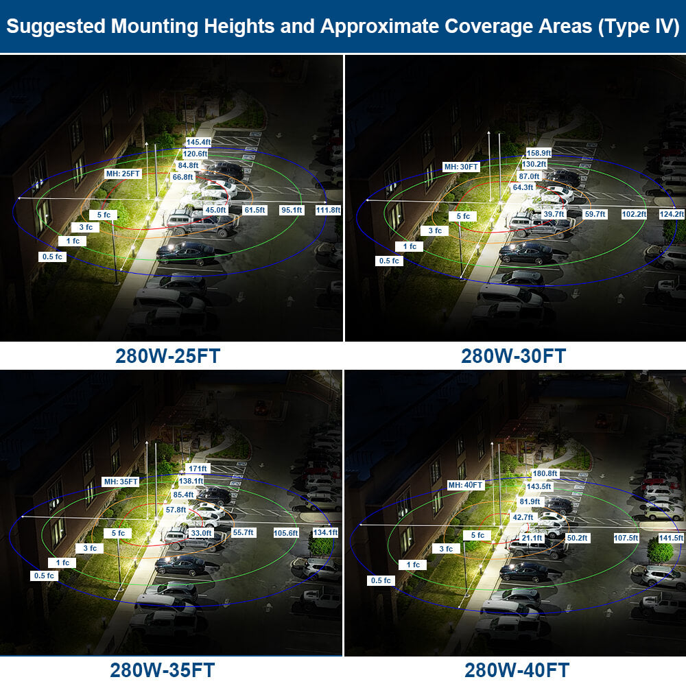 Vela III LED Parking Lot Light - Black Finish - 310W -Type IV - 46,500 Lumens - 3 CCT - 277-480V - 1000W Equal