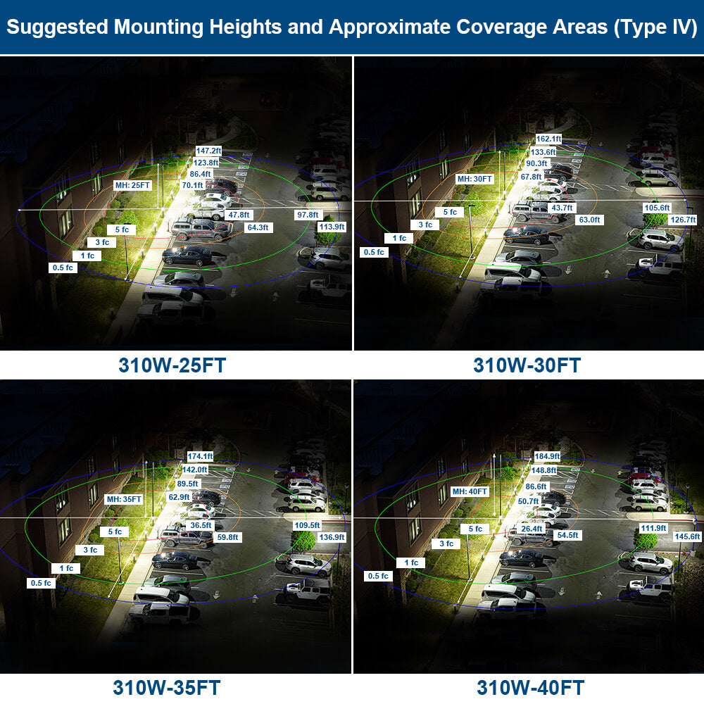 Vela III LED Parking Lot Light - Black Finish - 310W -Type IV - 46,500 Lumens - 3 CCT - 277-480V - 1000W Equal