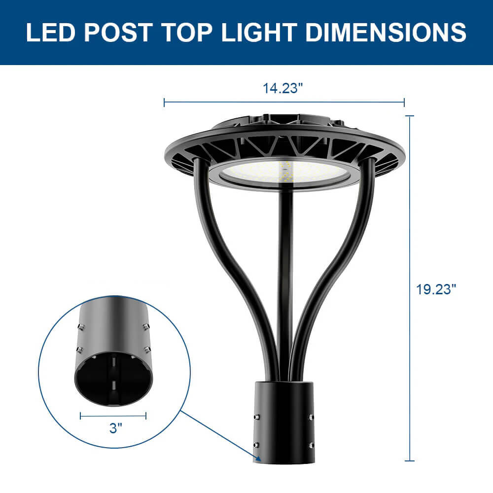 LED Post Top Light - 24,400 lumens  - 150W - 5 Watts Selectable - 5000K/4000K/3000K Selectable - 120-277V - 400W Equal