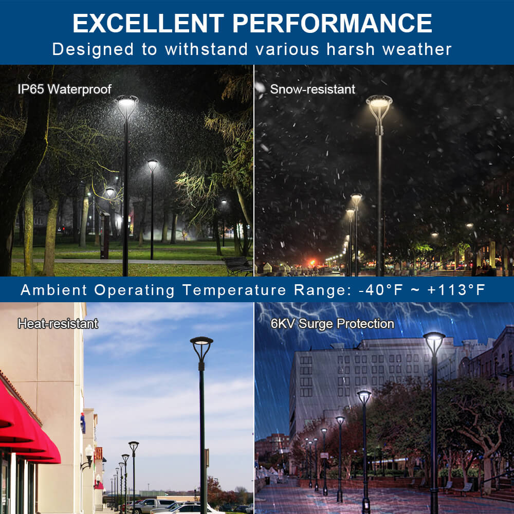 LED Post Top Light - 24,400 lumens  - 150W - 5 Watts Selectable - 5000K/4000K/3000K Selectable - 120-277V - 400W Equal
