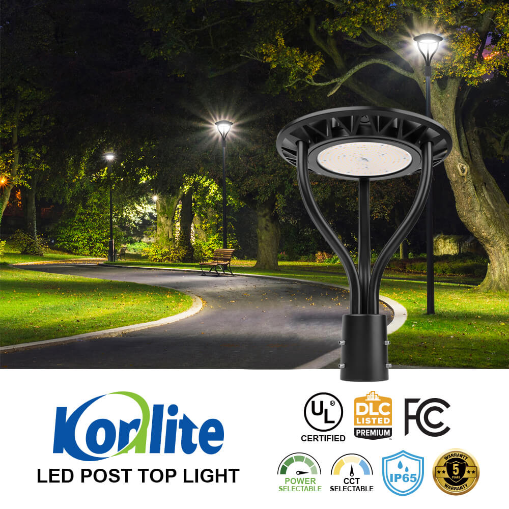 LED Post Top Light - 24,400 lumens  - 150W - 5 Watts Selectable - 5000K/4000K/3000K Selectable - 120-277V - 400W Equal