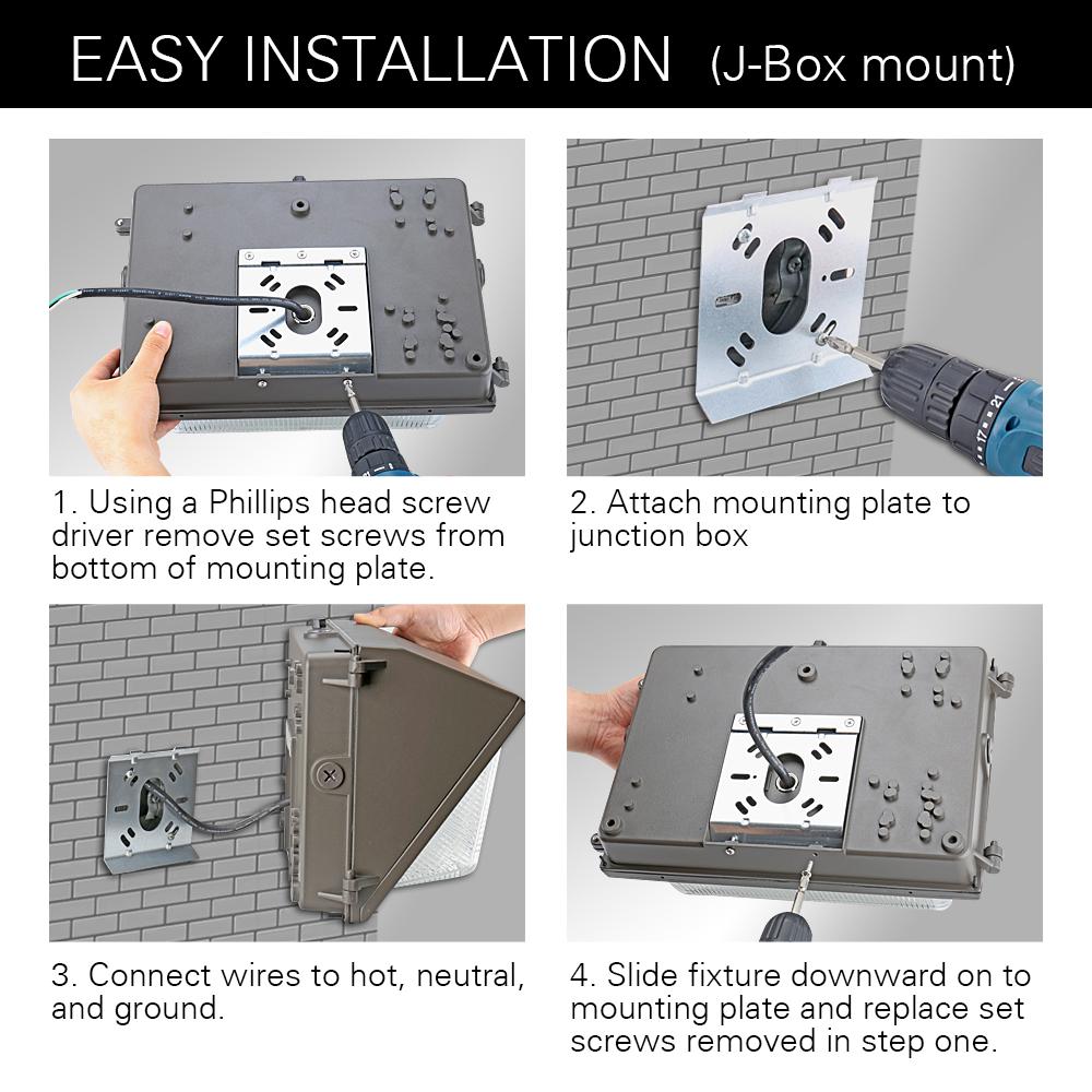 Konlite LED Wall Pack Light installation guides